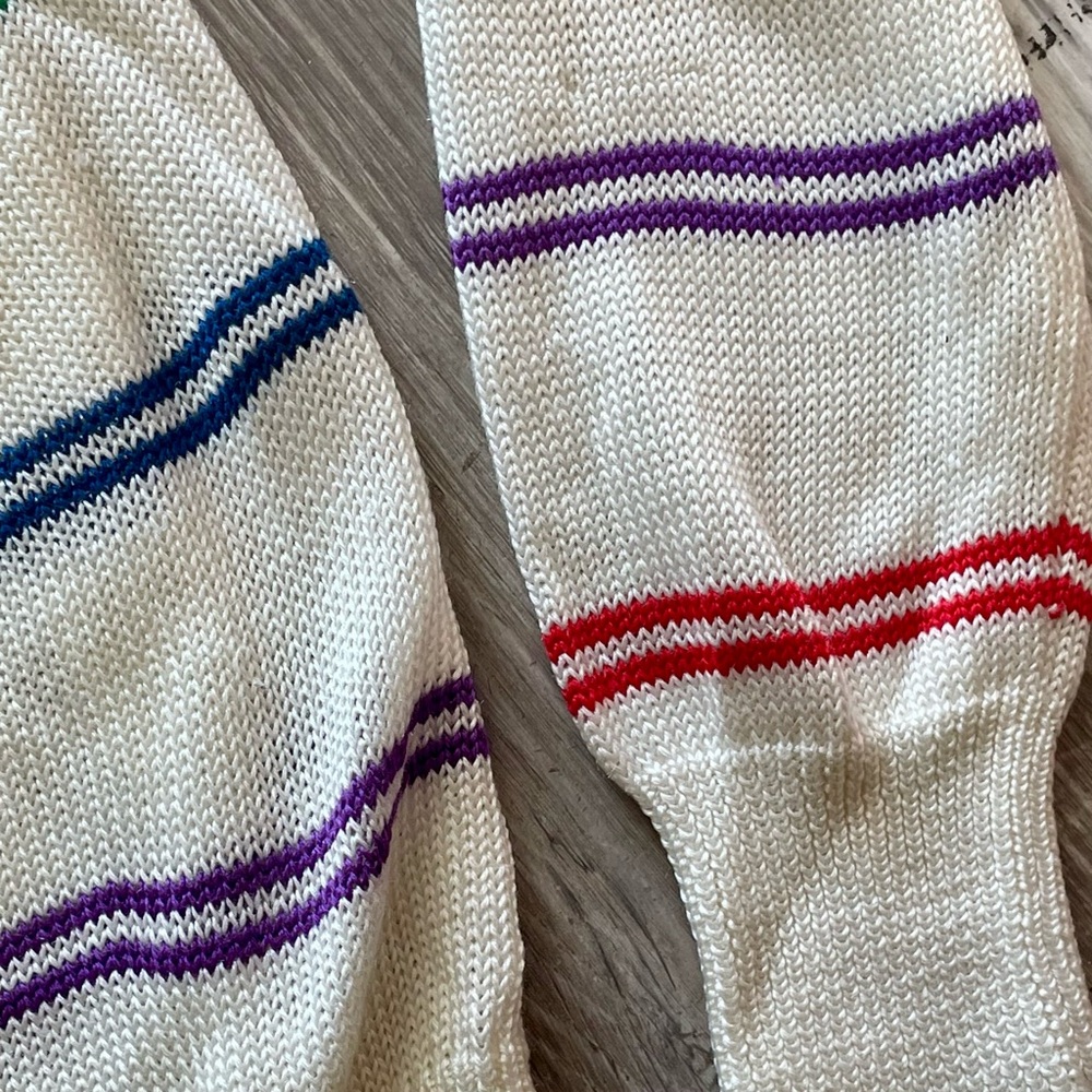 SOLD Vintage 1980s e.v. ltd. Rainbow Striped V-Neck Knit Sweater - Picture 11 of 11
